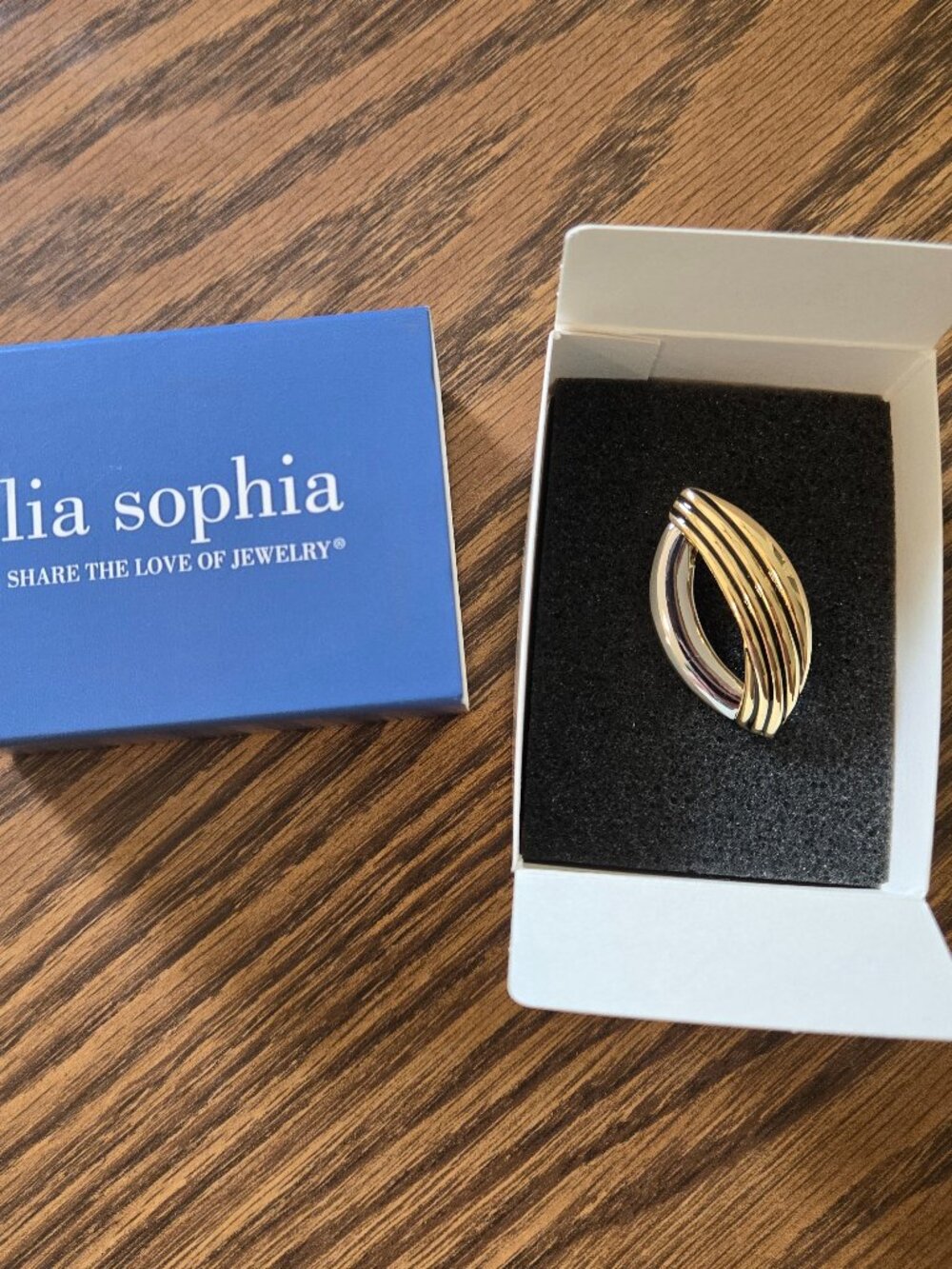 Lia Sophia "Double Cross" Pendant - Gold Tone & Silver Tone - NWOT w/box